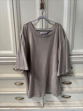 Free People Taupe Oversized Swim Coverup